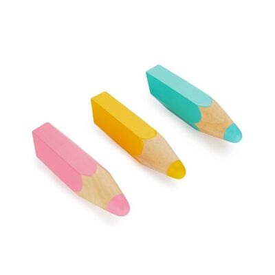 Patère - Wall hanger - Wall hanger - Wandhaken, Color Pencil x3, yellow, pink, turquoise