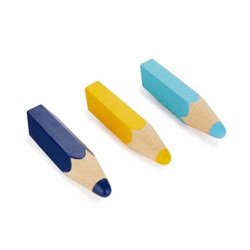 Patère - Wall hanger - Colgador pared - Wandhaken, Color Pencil x3, amarillo y azul