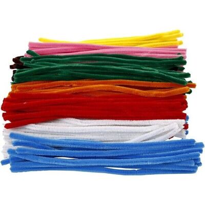 Chenille yarn lot - Multicolored - 9 mm - 30 cm - 200 pcs