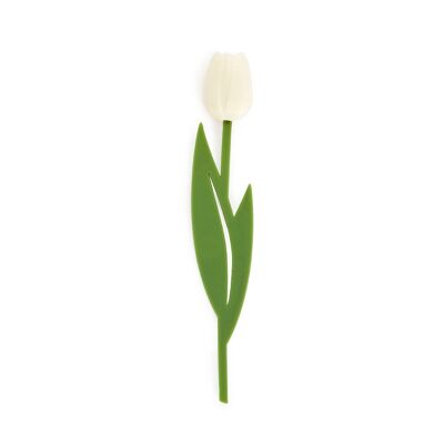 Marque-pages - Bookmark - Buchzeichen, Tulip, white