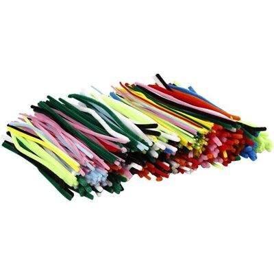 Lotto di filati di ciniglia - Multicolore - da 4 a 9 mm - 30 cm - 700 pz