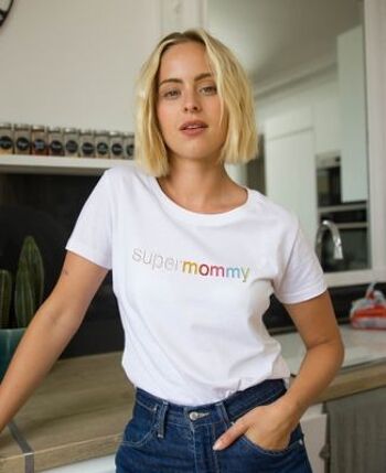 T-Shirt femme Super Mommy Multicolore