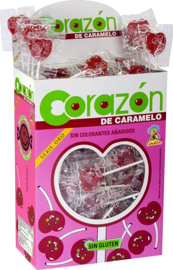 Sucettes CORAZON Cerise - Sucettes en forme de coeur - goût Cerise - Boîte de 200 pièces - 1,040 Kg   - réf Brabo : 4618 2
