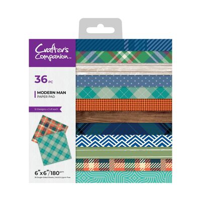 Crafters Companion - Uomo moderno - Blocco di carta 6" x 6"