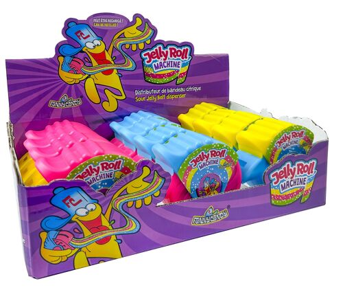 Funny Candy - Présentoir de 12 Jelly Roll Machine - Distributeur de  Confiserie gélifiée en rouleau -  Goût tutti frutti - Peut être rechargé - 30g x12 (360 g) - réf Brabo : 6395