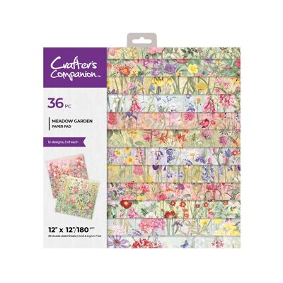 Crafters Companion - Blocco di carta stampata 12" x 12" - Prato Giardino