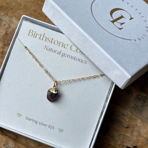 Birthstone necklace january - garnet - sterling silver 925