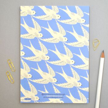 Oiseaux en bleu, carnet de notes A5 à reliure parfaite, cadeau 2