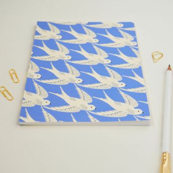 Oiseaux en bleu, carnet de notes A5 à reliure parfaite, cadeau 3