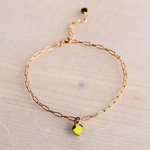 Stainless steel d-chain anklet with lemon - yellow/gold