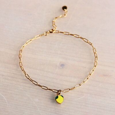 Bracelet de cheville chaîne en D en acier inoxydable avec citron - jaune/or