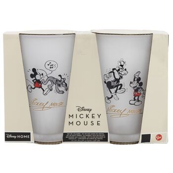 Stor lot de 2 verres en verre décontractés 490 ml vintage Mickey Mouse 2