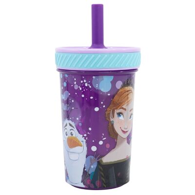 Stor anti-tip PP cup with silicone straw 370 ml frozen violet