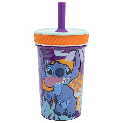 Stor vaso pp antivuelco con pajita de silicona 370 ml stitch aloha