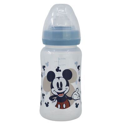 Stor Weithals-Babyflasche 240 ml Silikonsauger 3 Positionen Mickey Mouse voller Lächeln