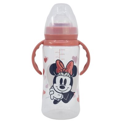 Biberon Stor a collo largo da 360 ml con tettarella in silicone 3 posizioni con manici minnie mouse cuore pieno