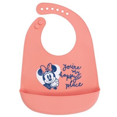 Stor silicone bib minnie mouse heart full