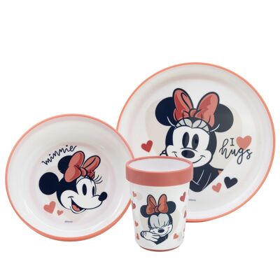 Stor set 3 pcs vajilla premium bicolor antideslizante minnie mouse heart full