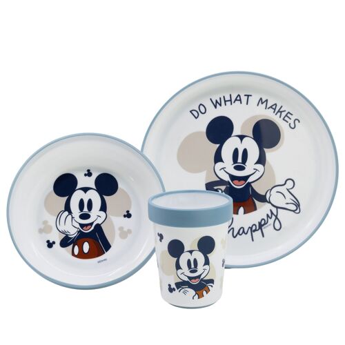 Stor set 3 pcs vajilla premium bicolor antideslizante mickey mouse full of smiles