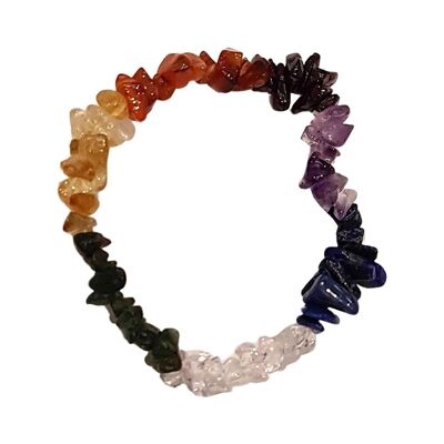 Bracelets extensibles à puces de cristaux de pierres précieuses - 7 Chakra