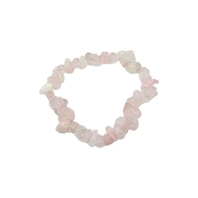 Pulseras elásticas con chips de cristales de piedras preciosas - Cuarzo rosa
