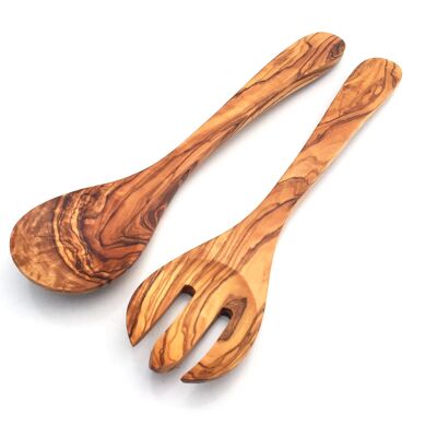 Set di 2 posate da insalata Baron cucchiai da insalata da 30 cm in legno d'ulivo