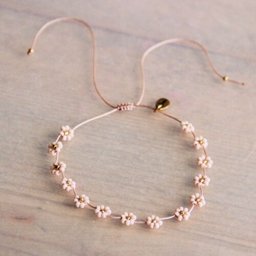 Daisy flower anklet/bracelet - nude/gold