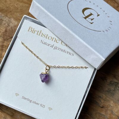 Birthstone necklace february - amethyst - sterling silver