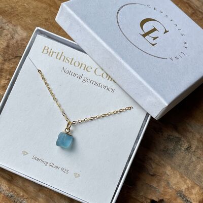 Birthstone necklace March - aquamarine - sterling silver 925