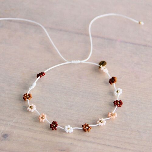 Daisy flower anklet/bracelet - mix nude