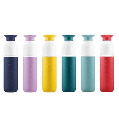 Scatola di miscelazione per bottiglie termiche da 350 ml Dopper isolata Onda colorata