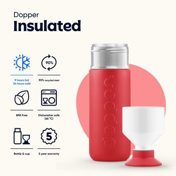 Bouteille Thermos Isotherme Dopper Corail Profond 580ml 3