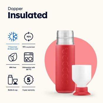 Bouteille Thermos Isotherme Dopper Corail Profond 350ml 3