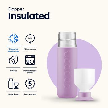 Bouteille Thermos Isotherme Dopper Throwback Lilas 350ml 3