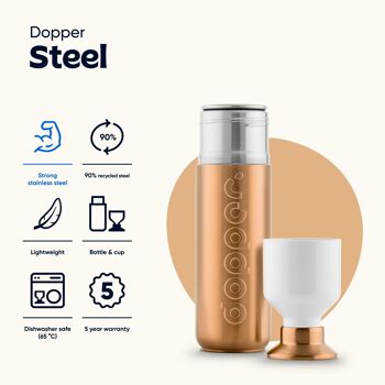 Bouteille d'eau en acier Dopper édition limitée bronze 490 ml 3