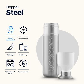 Bouteille d'eau en acier Dopper édition limitée argent 490 ml 3