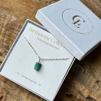 Birthstone necklace may - emerald - sterling silver 925