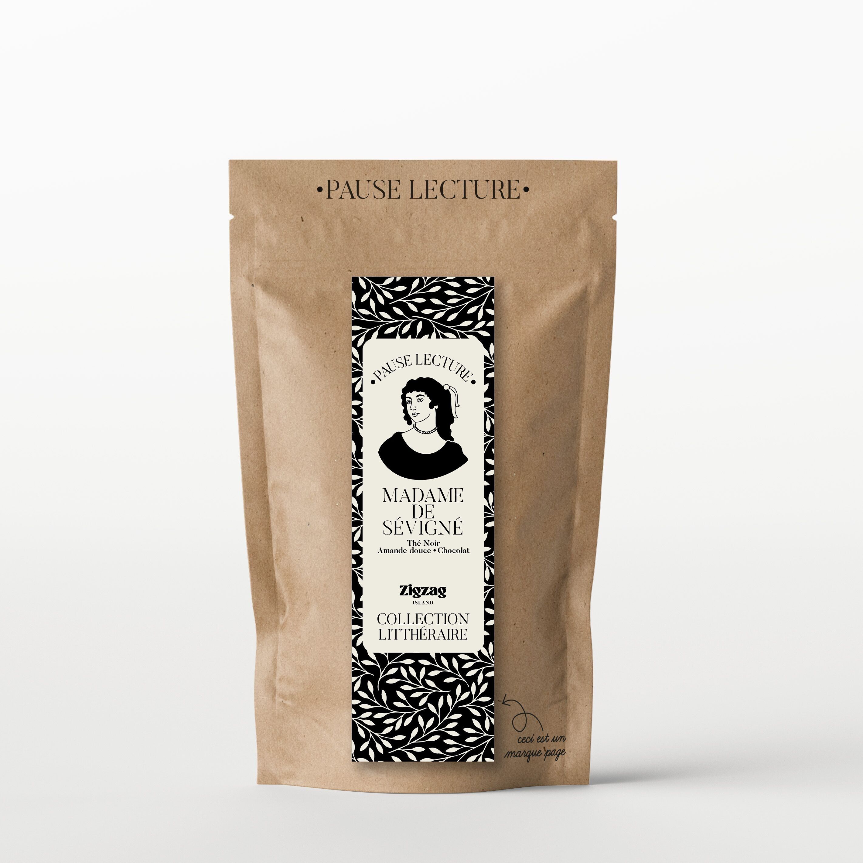PAUSE LECTURE THÉ NOIR MADAME DE SÉVIGNÉ SAVEUR AMANDE DOUCE-CHOCOLAT ET SON MARQUE-PAGE