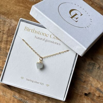 Birthstone necklace june - moonstone - sterling silver 925