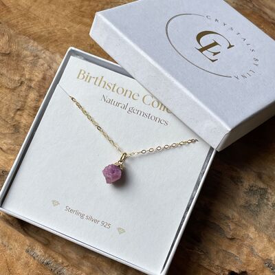 Birthstone necklace july - ruby - sterling silver 925