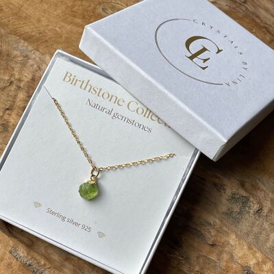 Collana con pietra portafortuna agosto - peridoto - argento sterling 925