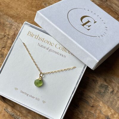 Birthstone necklace august - peridot - sterling silver 925