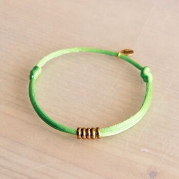 Bracelet satin avec anneaux – vert/or 1