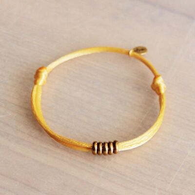 Bracciale in raso con anelli – giallo/oro