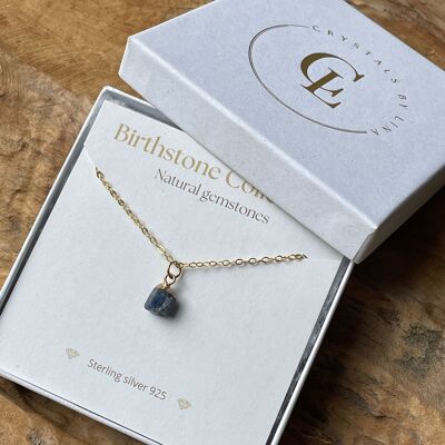 Birthstone necklace september - sapphire - sterling silver 925