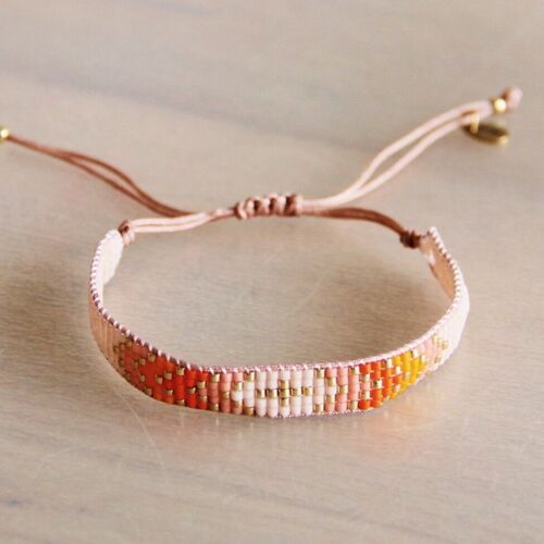 Weaving bracelet nude/salmon/orange/gold plated