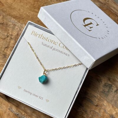 Birthstone necklace december - turquoise - sterling silver 925