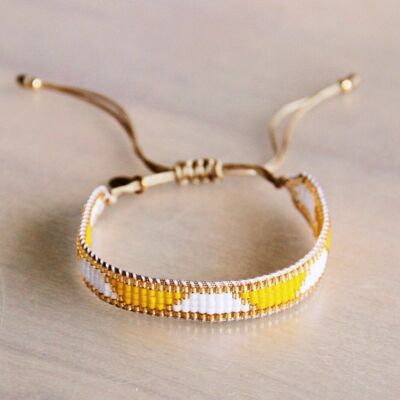 Bracelet tissé blanc/jaune/or