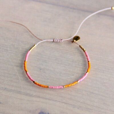 Miyuki-Armband Colorblocking – rosa/orange