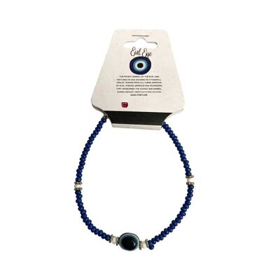 Pulsera Evil Eye - Azul con cuentas blancas